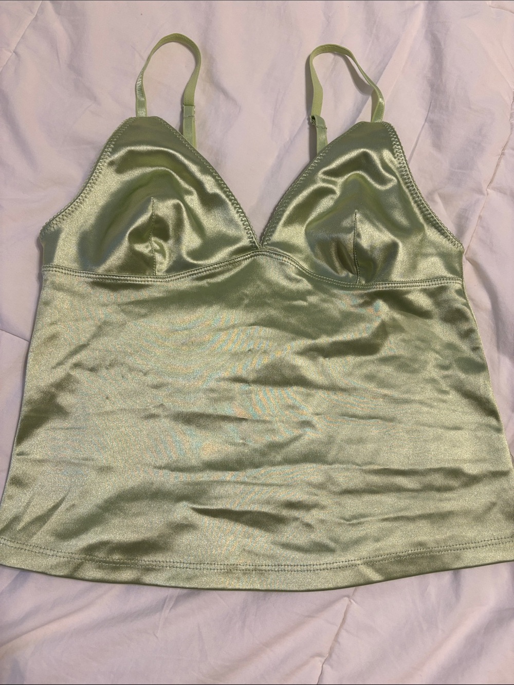 Urban Outfitters Green Satin Slip Cami